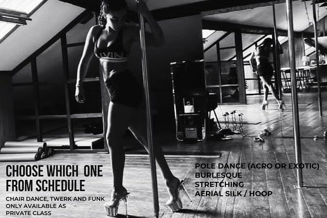 Dance Class (choose 1: Pole Dance, Burlesque or Aerial Silk/Hoop) - The 1-Hour Session Flow: What You’ll Do From Start to Finish